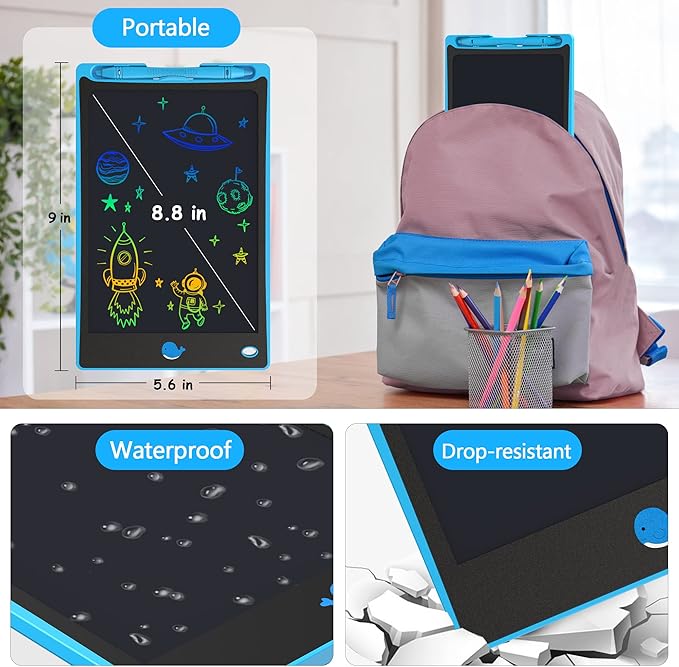 Hockvill LCD Writing Tablet for Kids 8.8 Inch, Toys for Girls Boys Drawing Pad for 3 4 5 6 7 Year Old Kids Toys, Children’s Day Gift Toddler Doodle Board Travel Essentials, Birthday Gift for Children-BubblyBeeBaby