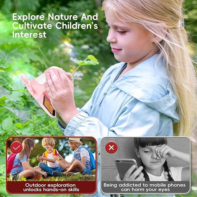 Kids 1000X Handheld Portable Microscope With 8 Adjustable LED Lights, 2-Inch LCD Screen Pocket Mini Telescope for Kids Toddlers - Education Christmas Birthday Gifts Toys-BubblyBeeBaby