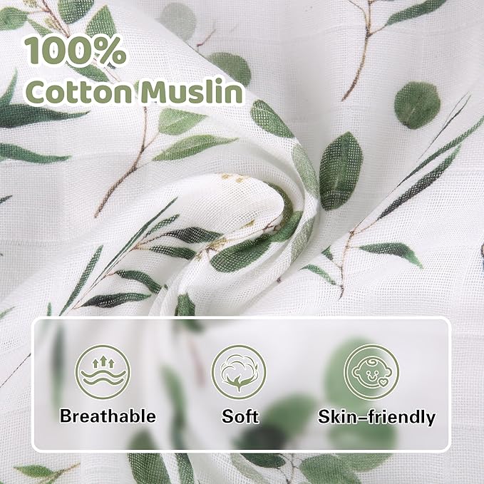 Rquite Car Seat Cover for Girl Boy, Muslin Cotton Infant Car Seat Canopy, Breathable Baby Carrier Cover, Summer Stroller Sun Shade, Leaf-BubblyBeeBaby