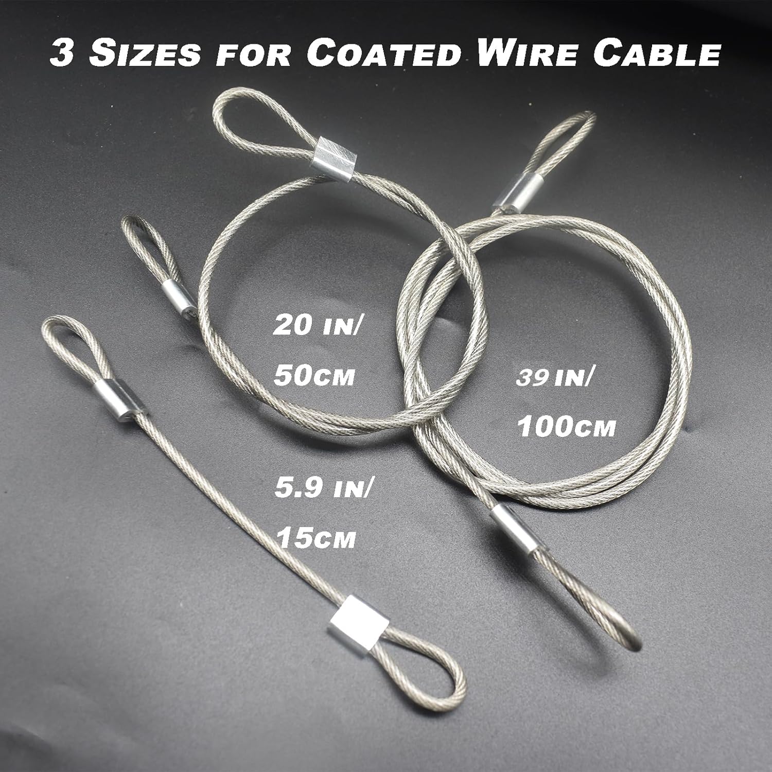6 pcs 39 inch(100cm) 3mm Thickness Stainless Steel Wire Cable with Loops Vinyl Cover Coated Short Rope Lanyard Lock Safety Tether Chains,Clear