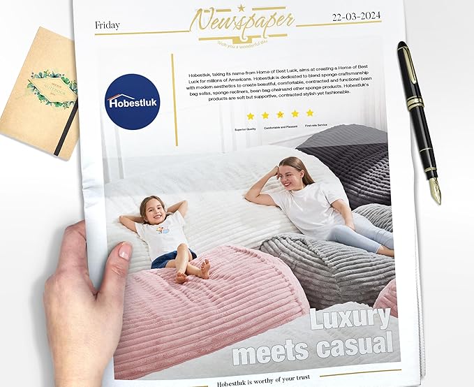 Hobestluk 5FT Bean Bag Chairs Adult Bean Bag with Portable Handle Comfy Large Bean Bag Lounge Chair with Removable Cover for Living Room Bedroom (Stripe White, 5FT)-BubblyBeeBaby