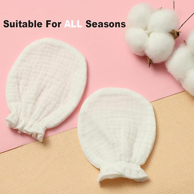 Newborn Mittens No Scratch 100% Cotton Mitts Boy Girl baby mittens 0-6 months 6 Pack-BubblyBeeBaby