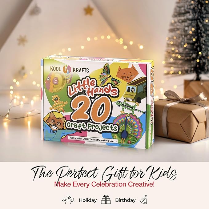 20 Arts & Crafts Kit for Kids, All-Inclusive, No Mess Craft Kits & Supplies for Boys & Girls – DIY Creative Activity, Easy Step-by-Step Guide, Individually Packaged Crafts, Christmas Gift, Travel Gift-BubblyBeeBaby