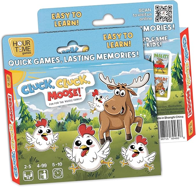 Hour Time Games Cluck Cluck Moose – Hilarious Animal-Themed Card Game for a Fun Family Game Night, Family Games for Kids & Families, Reunion Gift Ideas, Fun Stuff for Reunions & Ideal Gifts for Ages 4-BubblyBeeBaby