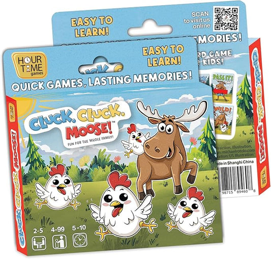 Hour Time Games Cluck Cluck Moose – Hilarious Animal-Themed Card Game for a Fun Family Game Night, Family Games for Kids & Families, Reunion Gift Ideas, Fun Stuff for Reunions & Ideal Gifts for Ages 4-BubblyBeeBaby