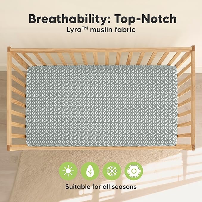 KeaBabies 2-Pack Muslin Crib Sheets for Boys, Girls - 100% Organic Cotton Fitted Baby Crib Mattress Sheet, Soft Breathable Standard Toddler Bed Cover Bedding Set, Neutral, Durable 52x28 (Nordic)-BubblyBeeBaby