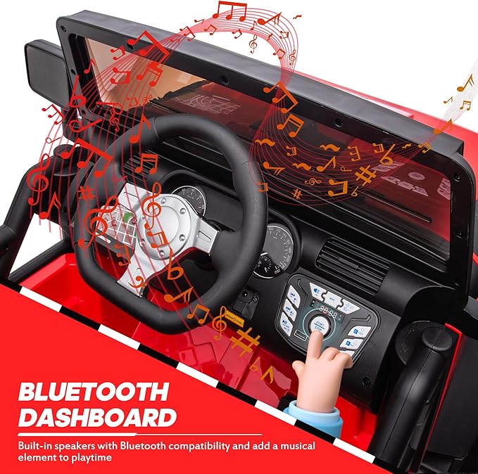 24V 9Ah Ride on Toy for Big Kids, 4WD 2 Seater Ride on Car Truck with Remote Control, 4x200W Motor - Red-BubblyBeeBaby