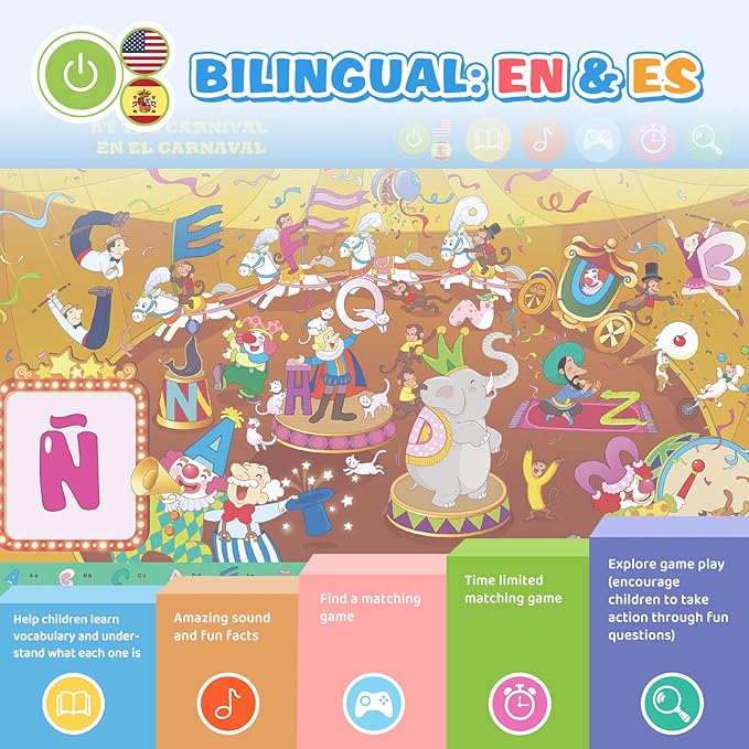 Interactive Search and Find Activity Books for Kids Ages 3-5, Toddler Travel Games Toys for Car Airplane, Road Trip Activities for Kids 4-8, Educational Preschool Learning Toys Gift with a Talking Pen-BubblyBeeBaby