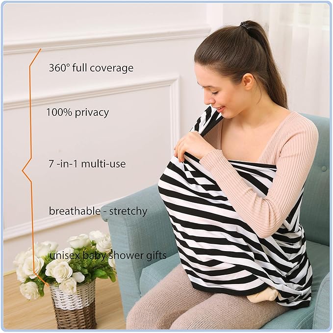 Car Seat Covers High Stretchy- Carseat Canopy for Babies, Multi- use Breastfeeding Covers, Baby Shower Gifts for Boys and Girls-BubblyBeeBaby