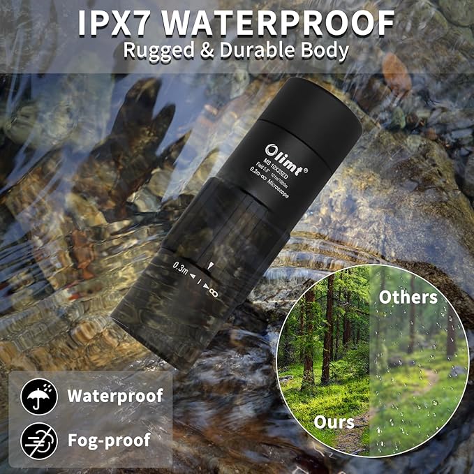 10x25 Monocular Telescope, Compact Mini Pocket Size Waterproof Fogproof for Bird Watching Hiking Camping, Black-BubblyBeeBaby