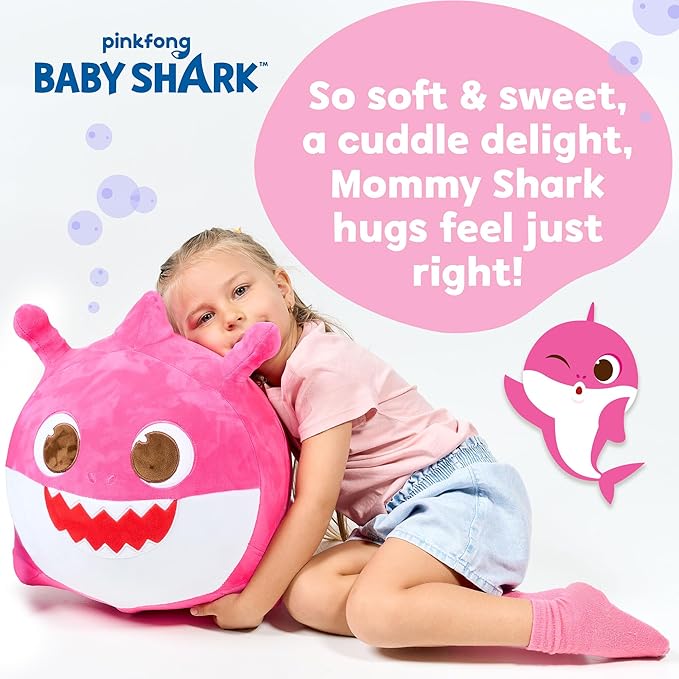 JITTERYGIT Baby Shark Bouncy Hopper - Musical Plush Toy for Kids and Toddlers - Mommy Shark (Pink)-BubblyBeeBaby