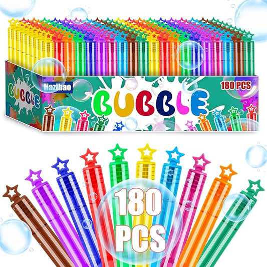 180 Pack 10 Colors Bulk Star Bubble Wands,Party Favors Bubbles Wand for Kids,Perfect for Birthday,Wedding,Goody Bags Stuffer Bubbles,Carnival Prize,Summer Outdoor Toys-BubblyBeeBaby