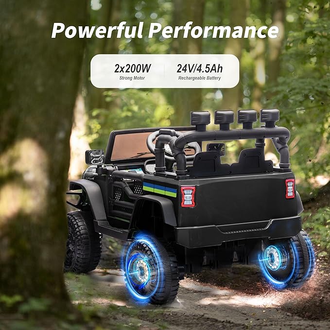 24V Kids Ride on Car, Kids Electric Vehicles Car Ride on Toy Truck for Toddlers w/Remote Control, 400W Motor - Black-BubblyBeeBaby