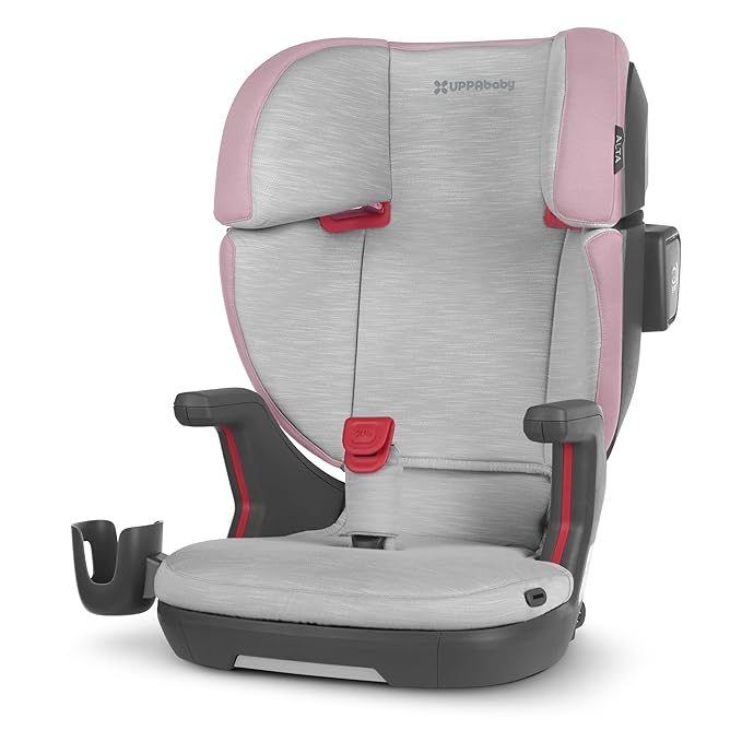 UPPAbaby Alta V2 High Back Booster Seat/Seven-Position, Active Support Headrest for Growing Children/SecureFit Integrated Belt Guide + Positioner/Cup Holder Included/Iris (Grey Mélange/Lavender)-BubblyBeeBaby