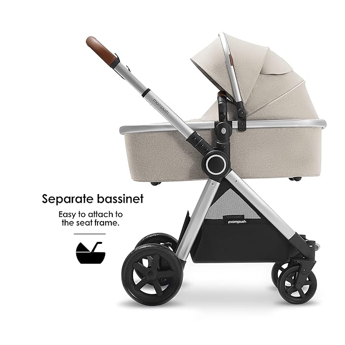 Mompush Ultimate 2 Baby Stroller for Infant and Toddler with Newborn Mode and Reversible Seat, All-Terrain Stroller with All-Wheel Suspension, Includes Car Seat Adapter and Large Storage Basket-BubblyBeeBaby