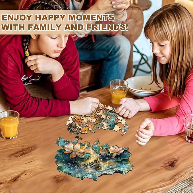 Jigfoxy Wooden Puzzles for Adults, Lotus Wood Puzzles Adult, Unique Animal Shape Wooden Jigsaw Puzzles for Adults, Birthday Gifts for Puzzle Lovers, Family, Friend (S-8.5 * 7.9in-100pcs)-BubblyBeeBaby