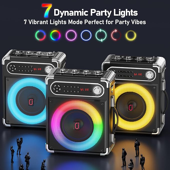 Karaoke Machine with 2 Wireless Microphones,【Upgraded 6.5"Woofer & 2"Tweeter】Portable Bluetooth 5.3 Karaoke Speaker, PA System with Bass/Treble/Echo Adjustment, Supports USB/AUX/TF/TWS for Home Party-BubblyBeeBaby