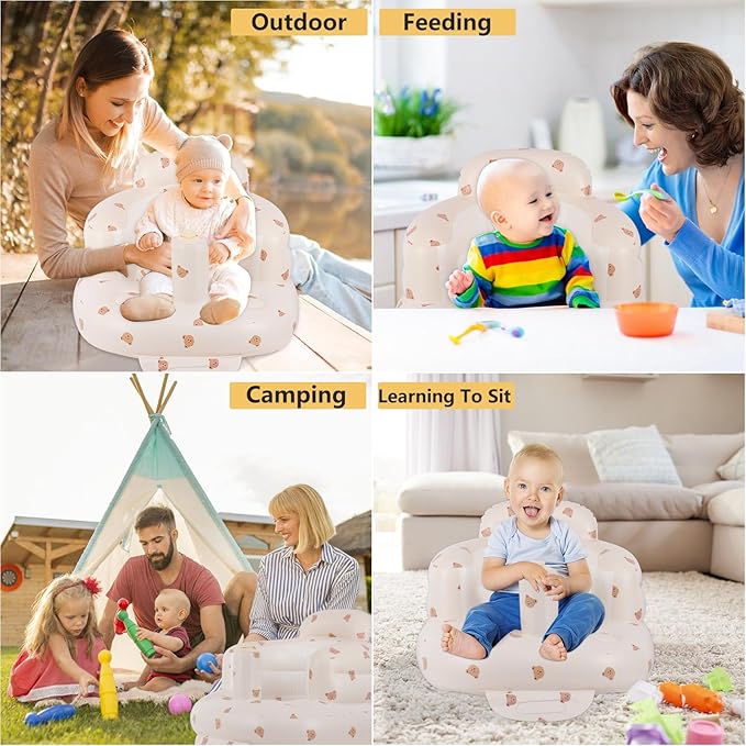 Inflatable Seat for Toddlers 3-36 Months, Built-in Air Pump, Summer Support Seat for Sitting Up, Shower Floor Seater-BubblyBeeBaby