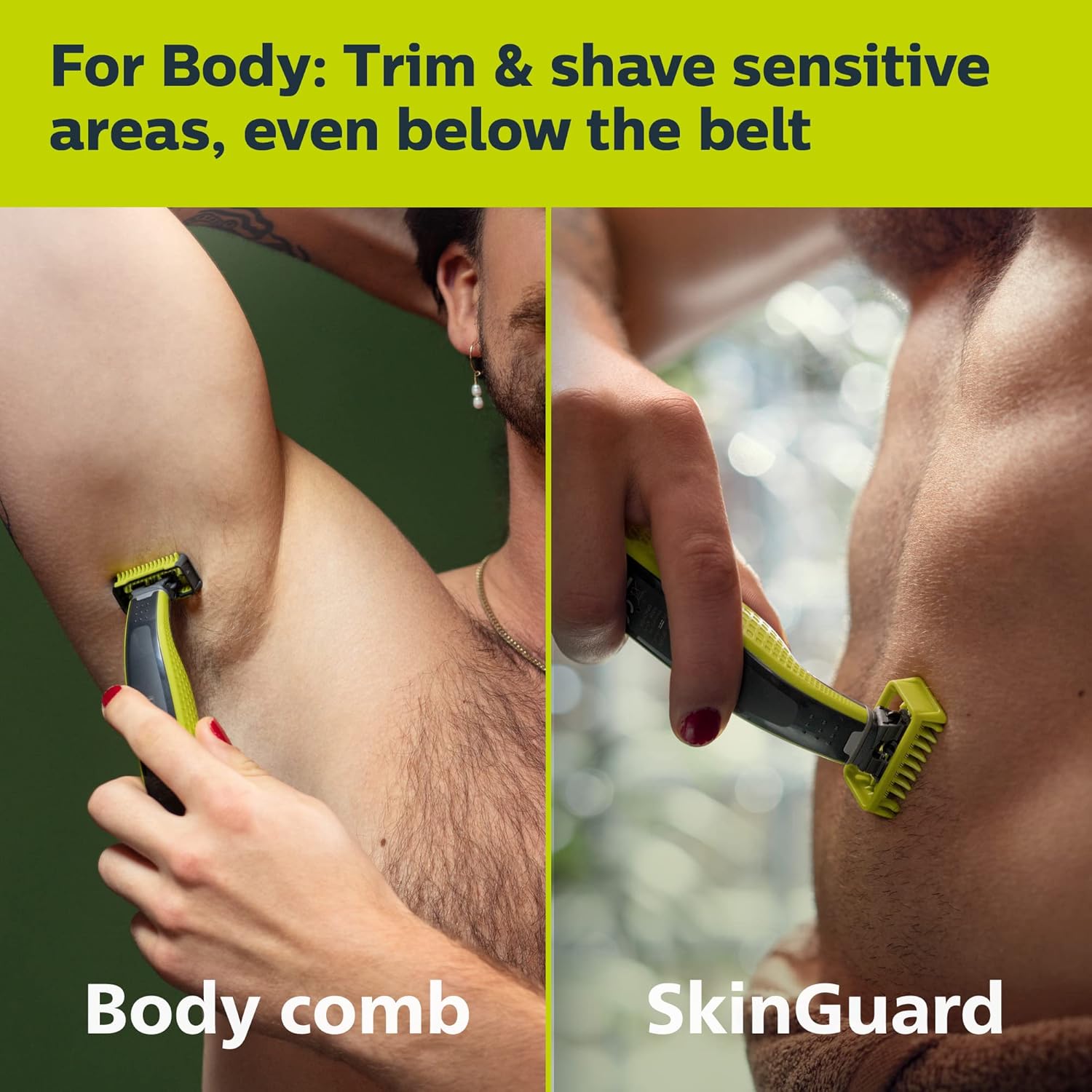 Bundle of Philips Norelco OneBlade 360 Face & Body Hybrid Electric Trimmer and Shaver, QP2834/70 + Philips Norelco Genuine OneBlade 360 Blade Replacement Blades, 2 Count, QP420/80