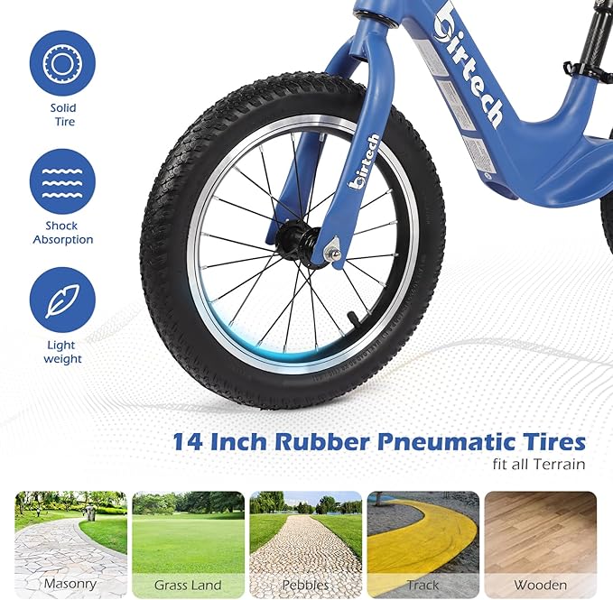14" Kids Balance Bike for 3,4,5,6 Year Old Boys and Girls, Air Tires with Magnesium Alloy Frame, Lightweight No Pedal Toddler Training Bicycle-BubblyBeeBaby