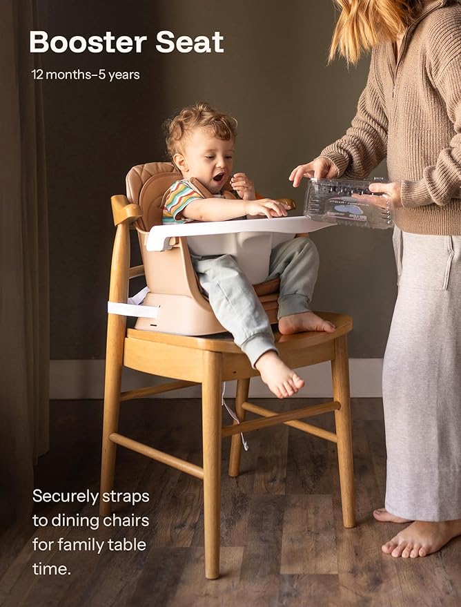 HARPPA 6 in 1 Baby High Chair, Convertible Infant Feeding Chair for Babies & Toddlers Table, Dining Booster Seat with Removable Tray, Khaki-BubblyBeeBaby