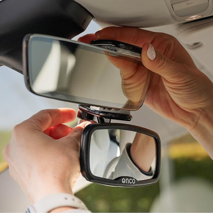 Onco Forward Facing Baby Car Mirror - Clip On Car Mirror for Baby, 100% Shatterproof & Shakeproof, Newborn Essentials-BubblyBeeBaby