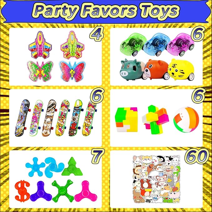 123 PCS Party Favors for Kids, Fidget Toys Bulk, Birthday Gifts Toys, Stocking Stuffers, Prize Treasure Box Toys for Classroom, Goodie Bags Stuffers, Pinata Filler, Carnival Prizes for Boys Girls 4-10-BubblyBeeBaby