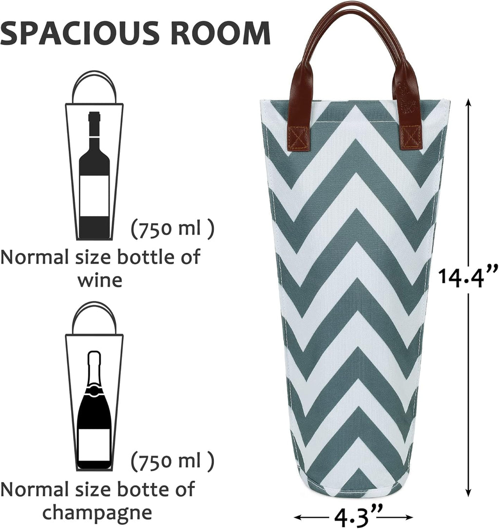 Tirrinia Single Wine Carrier Tote, Insulated Wine Cooler Bag for Travel, Picnic, & Wine Gifts – Thermal Padded Wine Bottle Holder Tote for Men & Women, Wine Gift for Wine Lovers,Black
