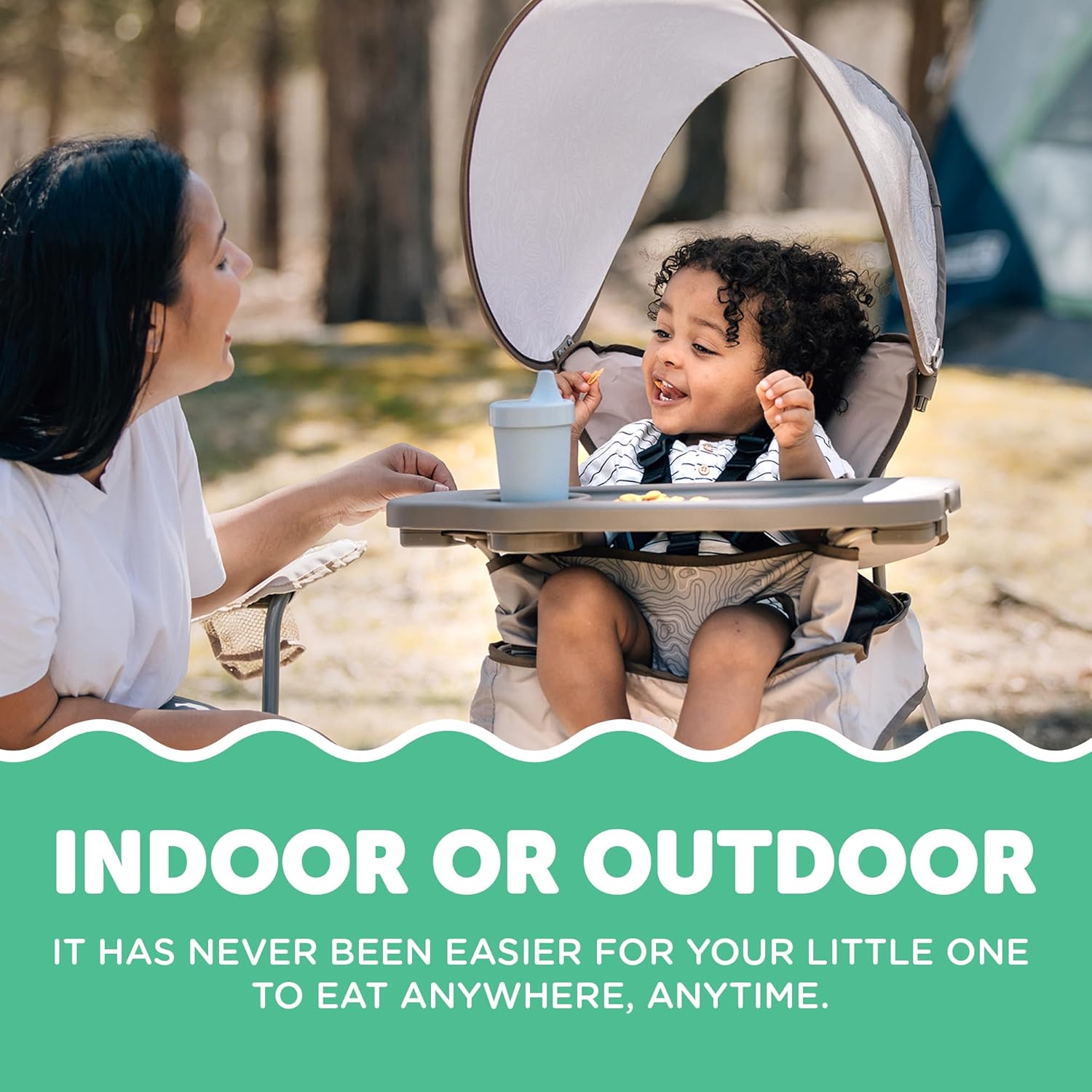 Baby Delight Go with Me Uplift Deluxe Portable High Chair | Travel High Chair | Sun Canopy | Indoor and Outdoor | Sandstone