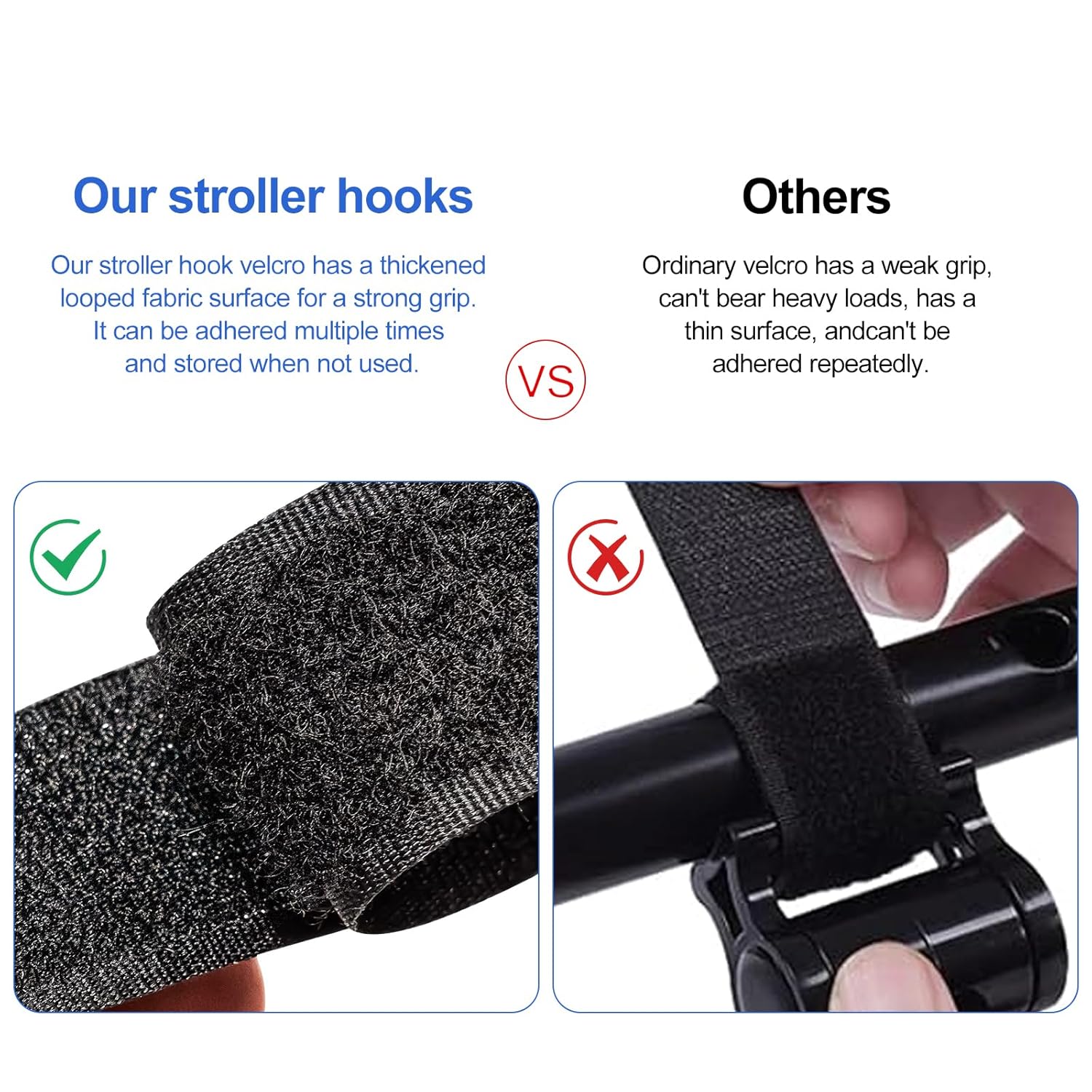 Versatile Stroller Hooks for Hanging Bags - Stroller Hooks Clips for Hanging Diaper Bags, Purses, Groceries, and More with Ease While Traveling (2 Pcs)