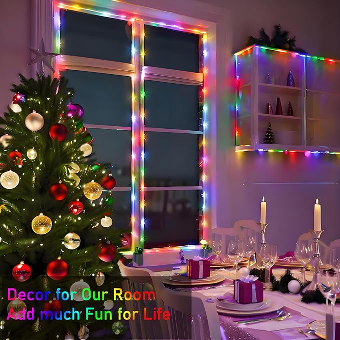 132FT Rope Lights for Outside,2 Pack 66FT Connectable String Lights Outdoor Waterproof IP67,8 Modes 400 LEDs Rope Lighting for Garden,Party,Indoor Bedroom,Christmas Eaves Decor,Coloured-BubblyBeeBaby