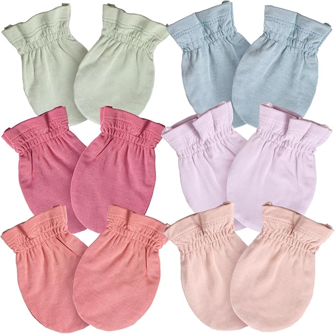 SuperSoft Baby Mittens, Bamboo Viscose Infant Newborn Mittens for Girls Boys No Scratch Gloves 6 Pack-BubblyBeeBaby