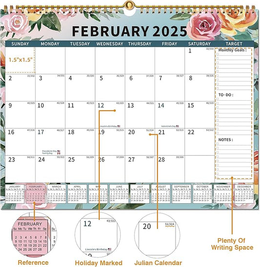 2025 Calendar, Wall Calendar 2025-2026 Planner Hanging Spiral Bound Magnetic Fridge Calendars 15" x 12", Use Jan 2025 - Jun 2026-BubblyBeeBaby