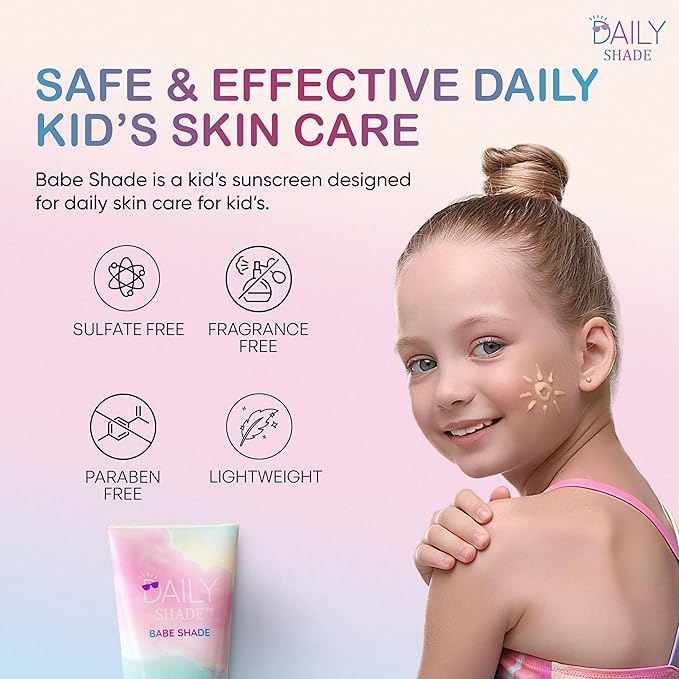Kid's Sunscreen Starter Kit – Tinted Mineral Sunscreen for Face & Body with SPF 30, Shade Brush, Travel Bag & UV Card – Non-Nano Zinc, Reef Safe, Water Resistant & Hypoallergenic Skin Care-BubblyBeeBaby