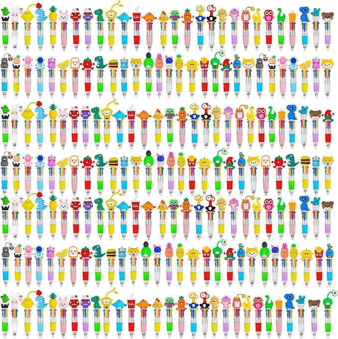 200Pcs Mini Multicolor Pens in One 4-in-1 Cute Pens Bulk for Kids, Ballpoint Pen for Birthdays and Children's Parties, Fun Gifts Assorted Ink Kawaii Pen-BubblyBeeBaby