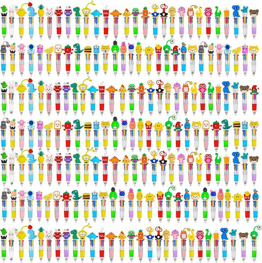 200Pcs Mini Multicolor Pens in One 4-in-1 Cute Pens Bulk for Kids, Ballpoint Pen for Birthdays and Children's Parties, Fun Gifts Assorted Ink Kawaii Pen-BubblyBeeBaby