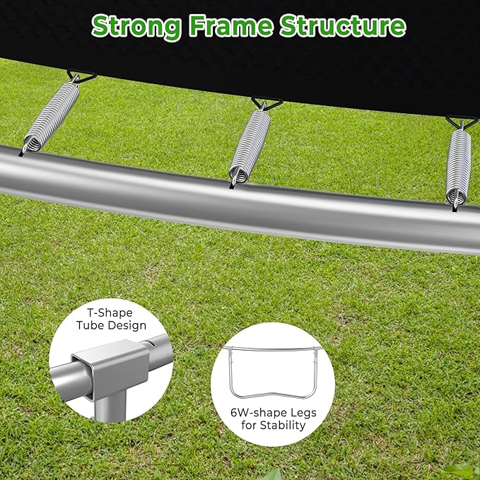 12FT 14FT Trampoline with Slide and Swings, ASTM Approved Outdoor Trampoline with Basketball Hoop and Ladder, Capacity for 5-7 Kids and Adults-BubblyBeeBaby