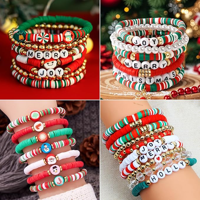 1480pcs Christmas Polymer Clay Beads Charms Friendship Bracelet Necklace Earring Jewelry Making kit, Accessories for Arts Crafts DIY Gifts for Women Girls-BubblyBeeBaby