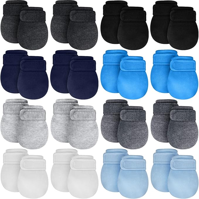 Newcotte Adjustable Baby Mittens No Scratch Newborn Cotton Breathable Gloves Warm Baby Mitts for Boys-BubblyBeeBaby