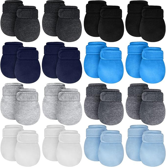 Newcotte Adjustable Baby Mittens No Scratch Newborn Cotton Breathable Gloves Warm Baby Mitts for Boys-BubblyBeeBaby