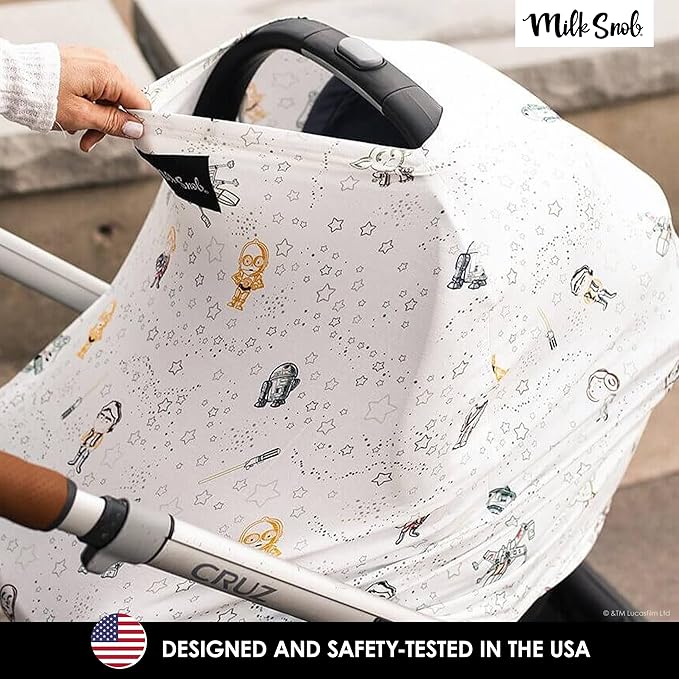 Milk Snob ORIGINAL Star Wars 5-in-1 Cover, Little Galaxy, Added Privacy for Breastfeeding, Baby Car Seat, Carrier, Stroller, High Chair, Shopping Cart, Lounger Canopy - Newborn Essentials, Nursing Top-BubblyBeeBaby