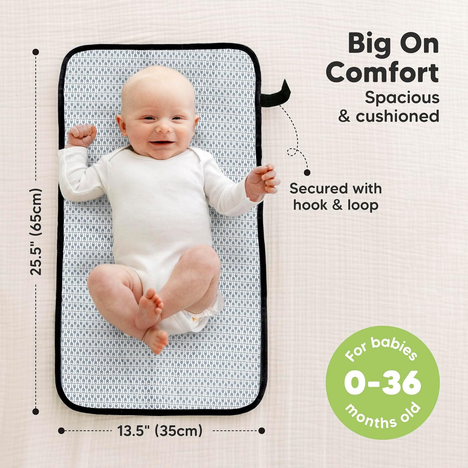 KeaBabies Portable Diaper Changing Pad, Easy Wipe Clean - Foldable Waterproof Baby Changing Mat for Diaper Bag, Compact, Lightweight, 25x13 Baby Changer Travel Essential, Machine Washable (Dino Ridge)