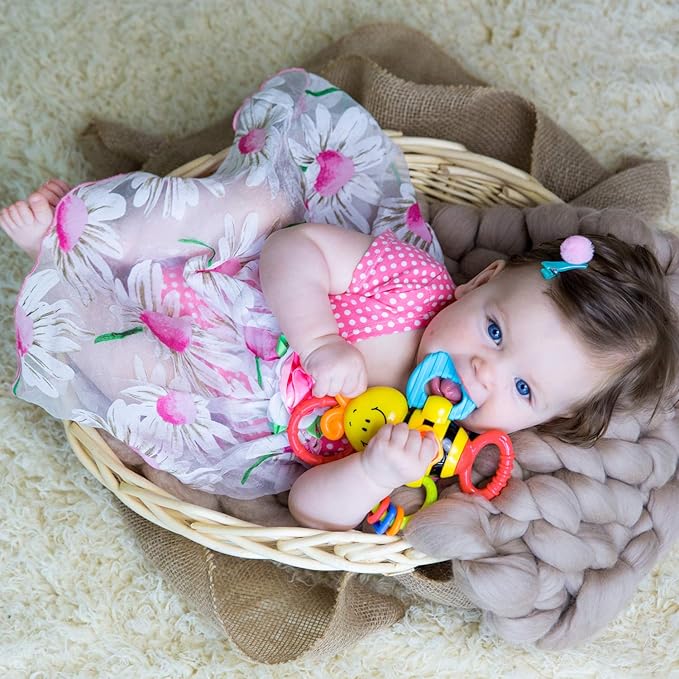 KiddoLab Twist & Rattle Musical Bee Light-Up Toy and Teething Ring for Toddlers - Sensory Chew and Fine Motor Skills Toy for Newborn - Baby Rattle and Teething Toys for 3+ Months Babies-BubblyBeeBaby