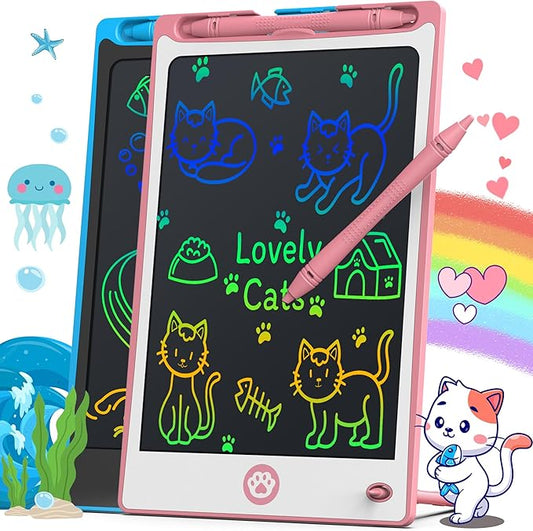 Hockvill LCD Writing Tablet for Kids 8.8 Inch, Toys for Girls Boys Drawing Pad for 3 4 5 6 7 Year Old Kid, Toddler Magnetic Doodle Board Travel Essential Christmas Birthday for Children BluePink-BubblyBeeBaby
