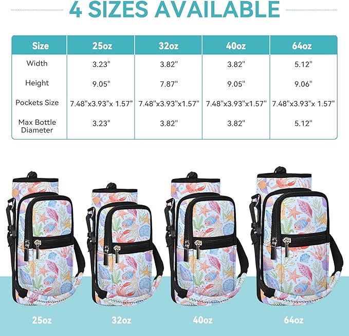 icolor Water Bottle Carrier Bag with Strap 25/32/40 oz Crossbody Bottle Holder with Phone Pocket Sling Sleeve Insulated Neoprene Water Bottle Pouch for Walking Travelling-BubblyBeeBaby