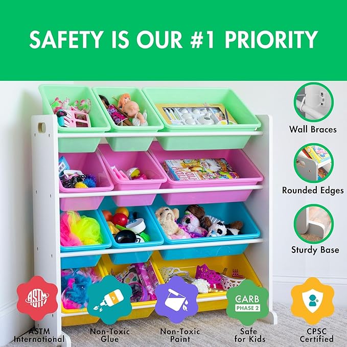 Humble Crew Kids' Toy Storage Organizer, White/Pastel (WO560P)-BubblyBeeBaby
