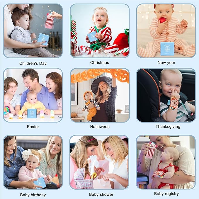 Infant Rattle Socks Toys 0 to 12 Months, Baby Wrist Rattle Foot Finder Socks Set, Birthday Holiday Present for Newborn Boy Girl 0/3/4/6/7/8/9/12/18 Months Kids Toddler, Gift Box Package (4A)-BubblyBeeBaby