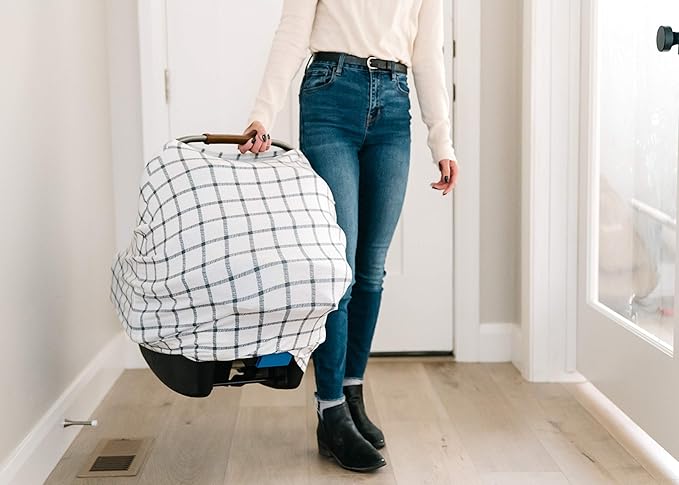 Baby Car Seat Cover Canopy and Nursing Cover Multi-Use Stretchy 5 in 1 Gift Ledger by Copper Pearl-BubblyBeeBaby