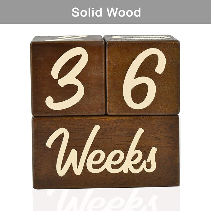 I'm Solid Wood Weekly Monthly Yearly Baby Milestone Age Blocks, Gender Neutral, Newborn Gifts & Keepsakes for Picture Props (3 Pcs/Brown)-BubblyBeeBaby