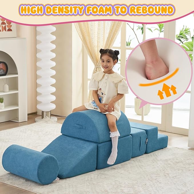 Jela Foam Blocks - Soft Play Equipment with 6 Luxury Miss Fabric Climbing Blocks for Toddlers, Babies & Kids - Lightweight Climb & Crawl Playset-BubblyBeeBaby